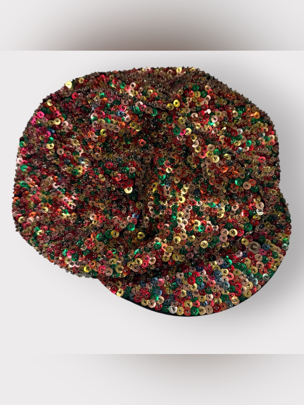 Vintage 90s Ultra Sequined Newsboy Hat Womens Multicolor Beret Paperboy Cap - Picture 1 of 11
